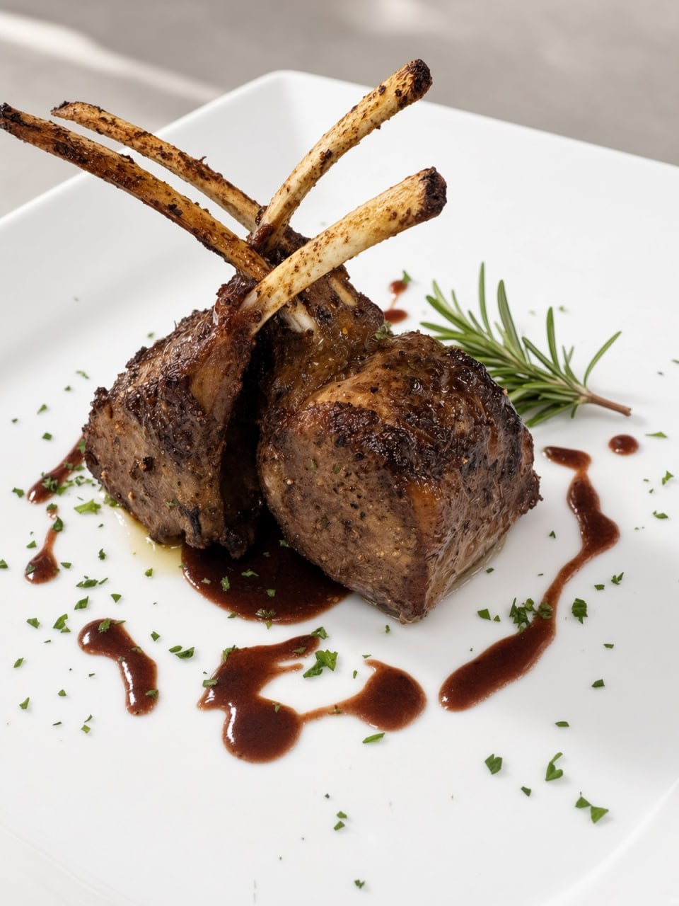 A composed dinner plate — components packed separately